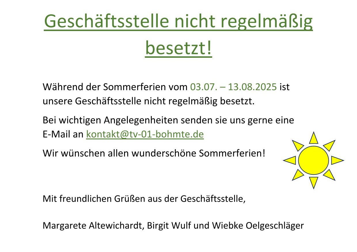 TV 01 Geschäftsstelle macht Sommerurlaub